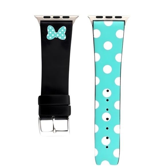Turquoise Polka Dot Leather Band for Apple Watch Series 5/4/3/2/1 38/40mm‎ - Picture 1 of 5
